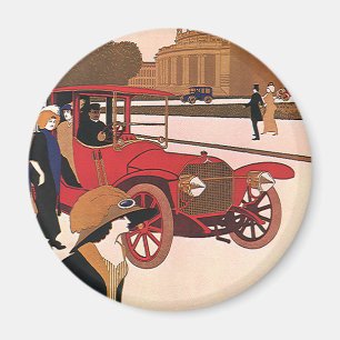 Vintage transport, röd antik bil magnet