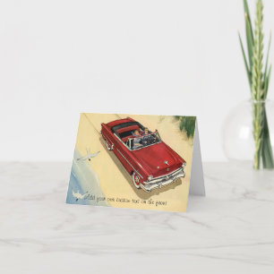 Vintage Transport, röd konvertibel bilparkering Kort