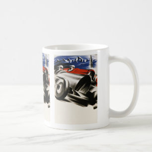 Vintage transport, sport racerbilar tävlar kaffemugg