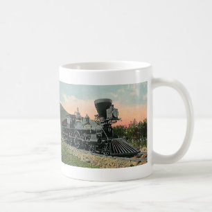 Vintage transport, västerländsk gammal kolångare kaffemugg