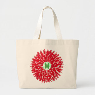 Vintage Träsnitt Rosa & Röda Blommor Jumbo Tygkasse