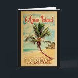 Vintage Trave för Marco Island Florida Handflatan  Kort<br><div class="desc">Marco Island Florida-konstruktionen i Vintage resor stil,  med handflatan träd på stranden med hav och himlar.</div>
