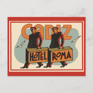 Vintage Travel Bellhops Hotel Roma, Cadiz, Spain Vykort