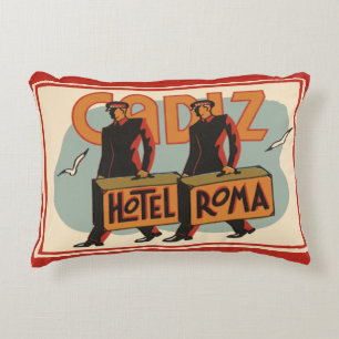 Vintage Travel Bellhops Hotel Roma, Cadiz, Spanien Prydnadskudde