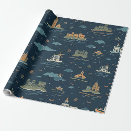 Vintage Travel Design Wrapping Paper Presentpapper