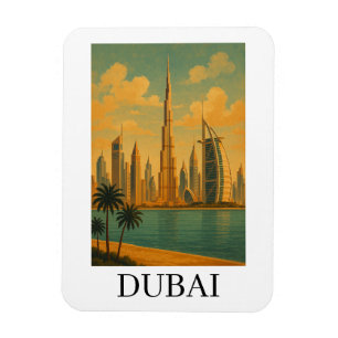 Vintage Travel Dubai Resa – Retro UAE Siluett Magnet