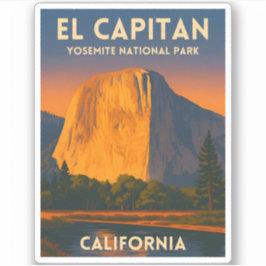 Vintage Travel El Capitan Yosemite National Park Klistermärken