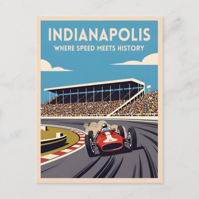 Vintage Travel Indianapolis Indiana Retro Racing Vykort (Framsida)