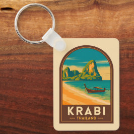 Vintage Travel Krabi Thailand Railay Beach Retro Nyckelring