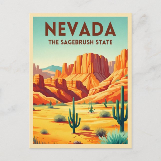 Vintage Travel Nevada Nature Landscape Retro Vykort (Framsida)