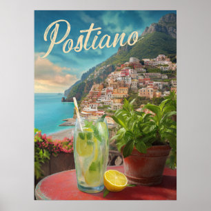 Vintage Travel Positano Italy Retro Scenia Poster