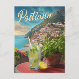 Vintage Travel Positano Italy Retro Scenia Vykort