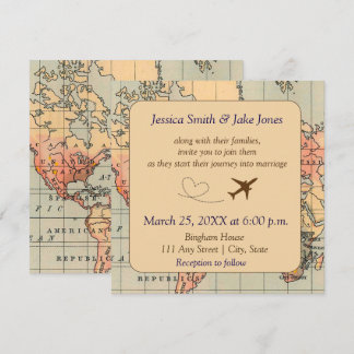 Vintage, Travel Themed Wedding Invite Inbjudningar