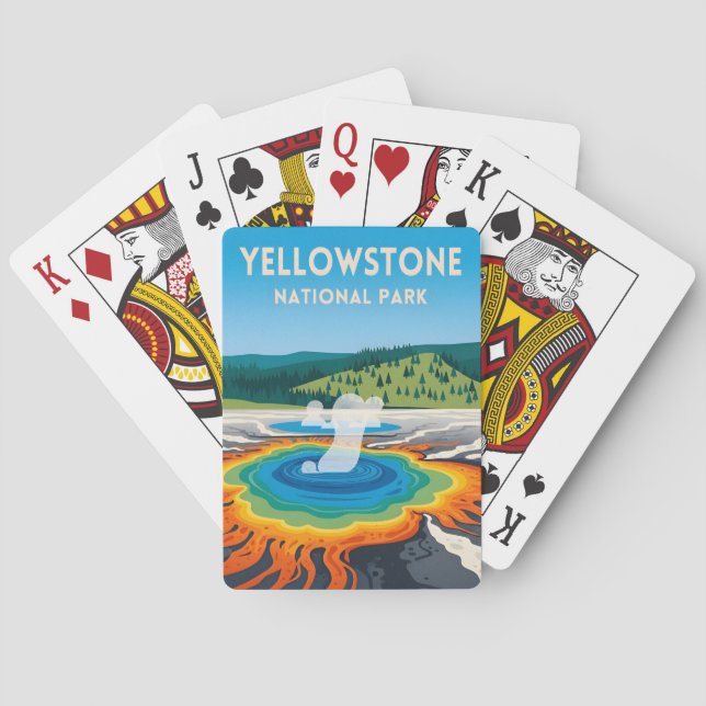 Vintage Travel Yellowstone National Park Landscape Casinokort (Baksidan)
