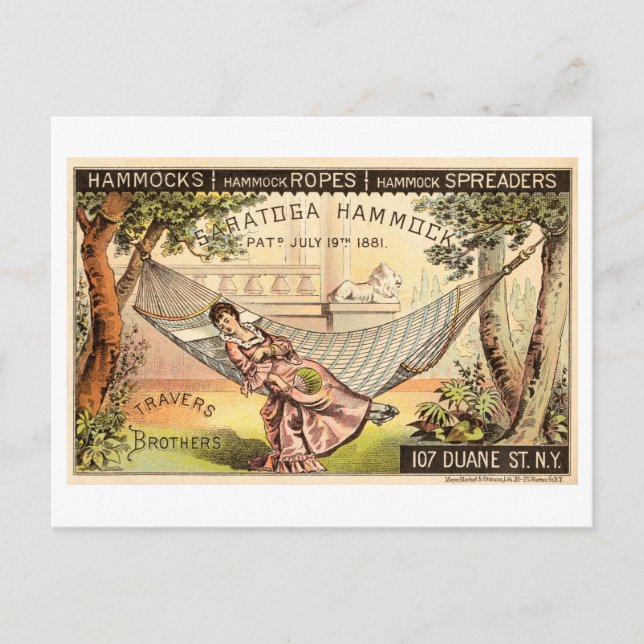 Vintage Travers Brothers Hängmattsannons Vykort (Framsida)