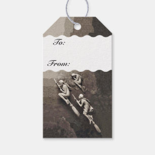 Vintage Tre Halloween-väderstreck Presentetikett