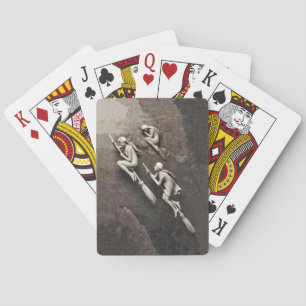 Vintage Tre Halloween Vit vitgods som flyger i rum Casinokort