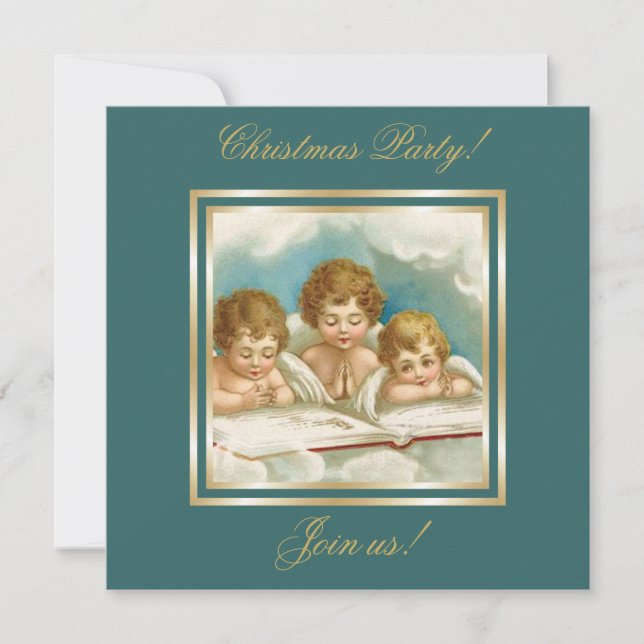 Vintage tre söta änglar-inbjudan inbjudningar (Framsida)