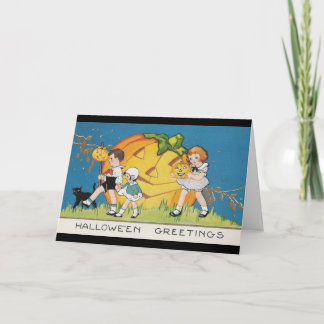 vintage-trebarnsbarn-svart-katt-storpumpa kort