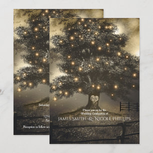 Vintage Tree & Night Lights Bröllopsinbjudningar Inbjudningar