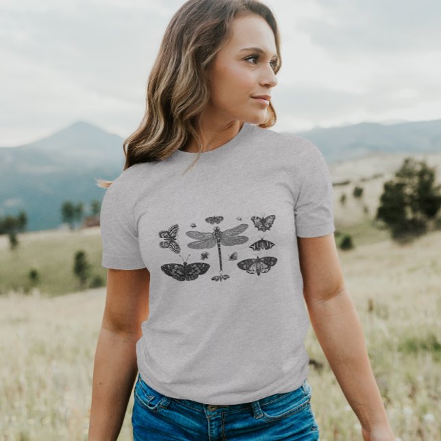 Vintage Trendig Butterflies Dragonfly Bee Sommar T Shirt (Skapare uppladdad)