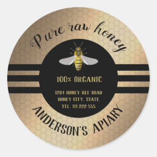 Vintage trendig honung burk bin biapiary runt klistermärke