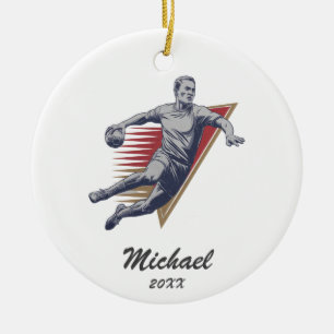 Vintage Trendig Modern Handball Player-Personlig Julgransprydnad Keramik