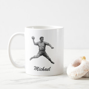 Vintage Trendig Modern Handball Player-Personlig Kaffemugg