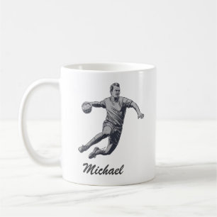 Vintage Trendig Modern Handball Player-Personlig Kaffemugg
