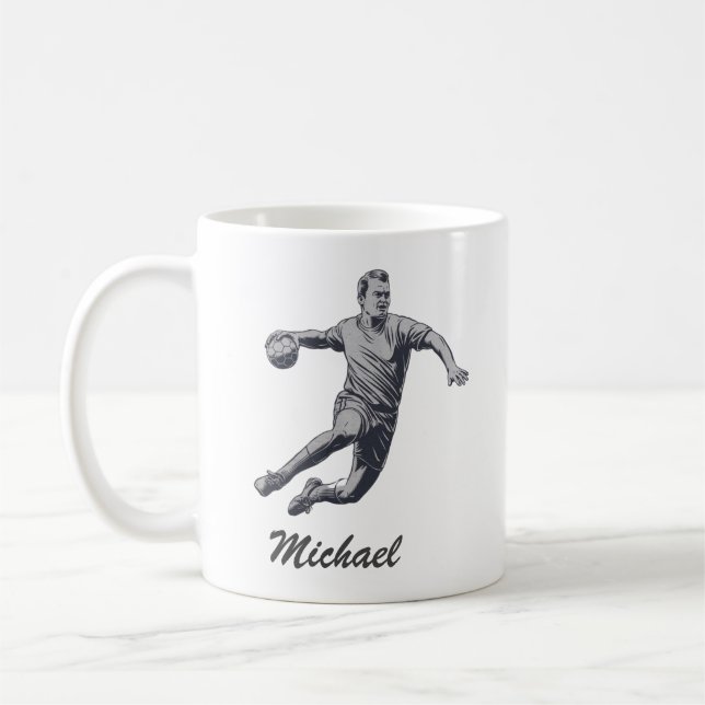 Vintage Trendig Modern Handball Player-Personlig Kaffemugg (Vänster)