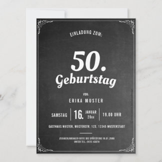 Vintage & trendige Einladung 50. Geburtstag Meddelande
