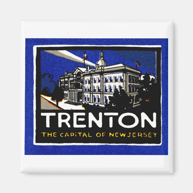Vintage Trenton NJ Poster Magnet (Framsidan)