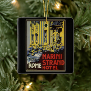 Vintage Trevi-fontänen, Marini Strand Hotel, Rom Julgransprydnad Keramik