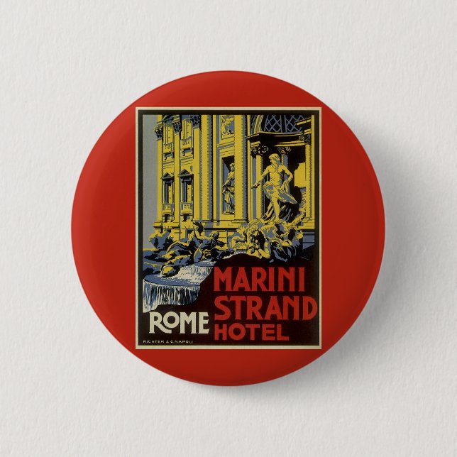 Vintage Trevi-fontänen, Marini Strand Hotel, Rom Knapp (Framsida)
