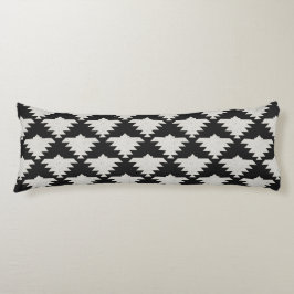 Vintage Tribal Geometrisk Fågel | Svart & Elfenben Kroppskudde