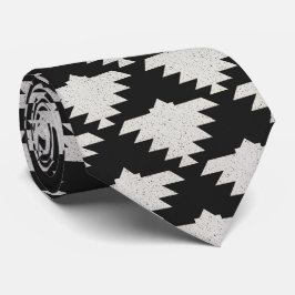 Vintage Tribal Geometrisk Fågel | Svart & Elfenben Slips