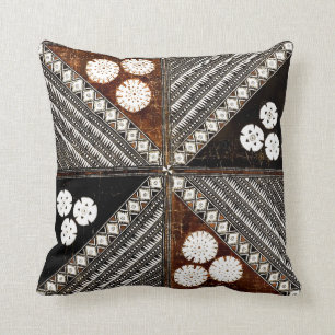 Vintage Tribal Tapa Mönster från Fiji Kudde