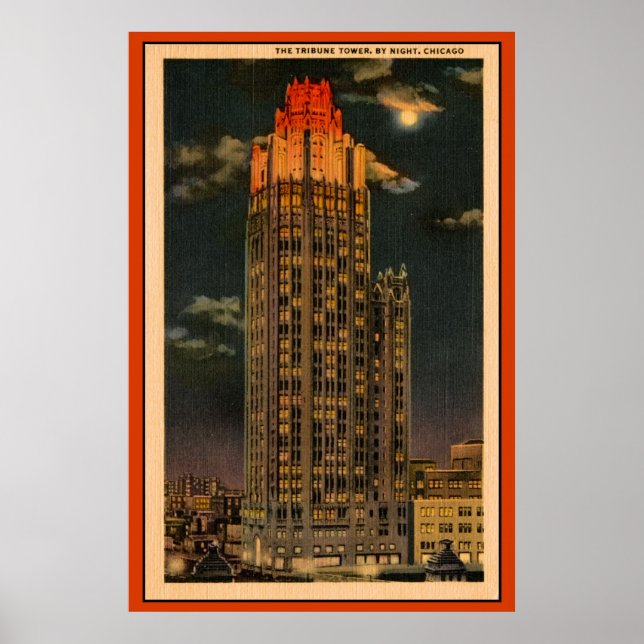 Vintage Tribune Torn by Night Chicago Poster (Framsidan)