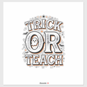 Vintage Trick Or Teach Halloween Lärare T-Shirt De Klistermärken