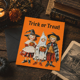 Vintage Trick or Treat Barn Retro Halloween Vykort