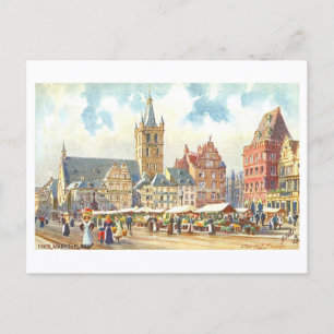 Vintage Trier Marknadsplats Vykort