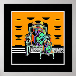 Vintage Triple Geo Armchairs Poster