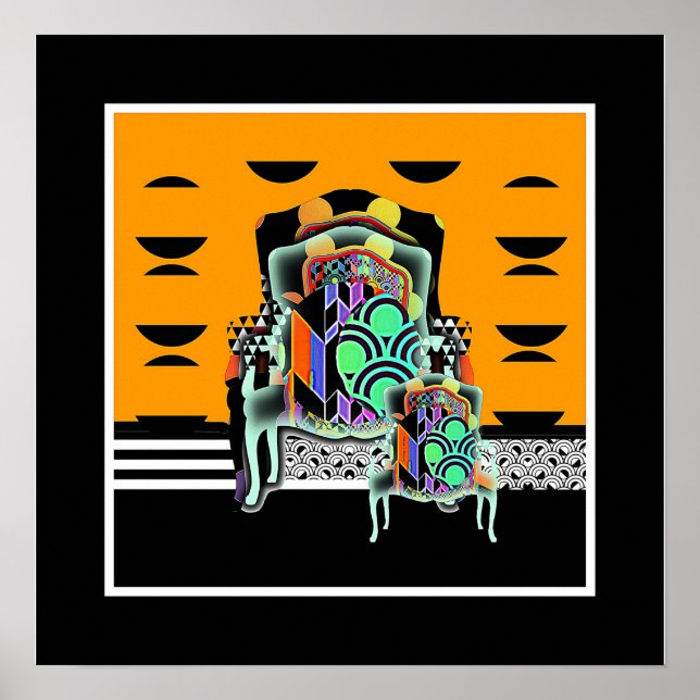 Vintage Triple Geo Armchairs Poster (Framsidan)