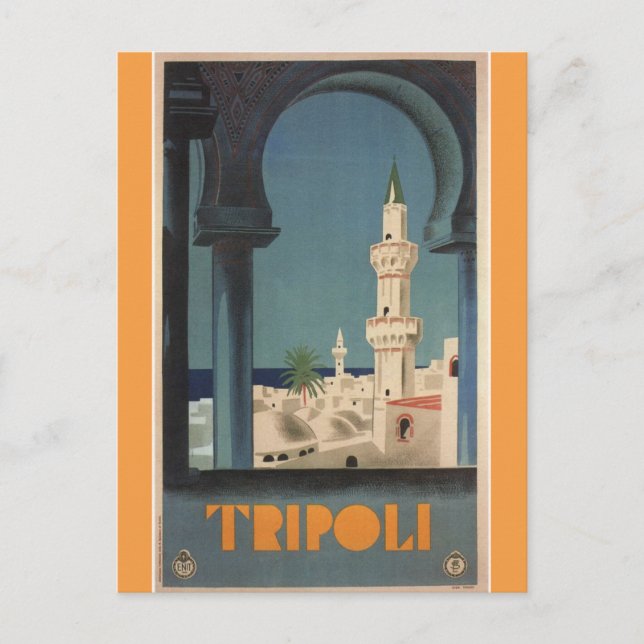 Vintage Tripoli Libyen Travel Vykort (Framsida)
