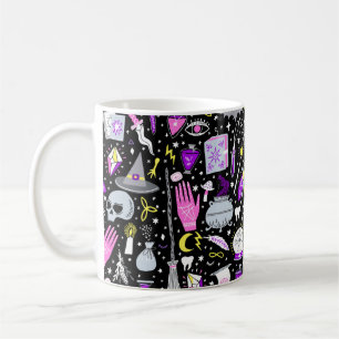 vintage trollhäxa sömlös mönster. Bordsfartyg Kaffemugg
