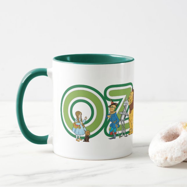 Vintage Trollkarlen av Oz-figurer och textbokstäve Mugg (Med munk)