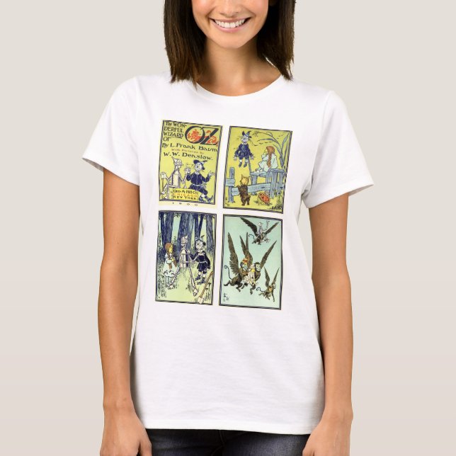 Vintage Trollkarlen från Oz, 4 sagoscener Tee (Framsida)
