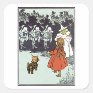 Vintage Trollkarlen från Oz Dorothy Toto Glinda Mu Fyrkantigt Klistermärke