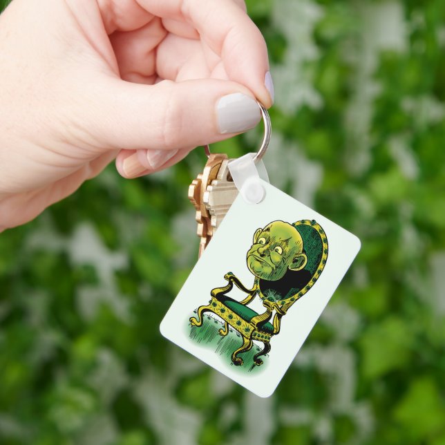 Vintage Trollkarlen från Oz, Grumpy Wizard Emerald Nyckelring (Hand)