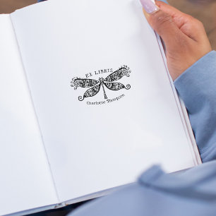 Vintage Trollslända, Bibliotek Ex Libris Stämpel
